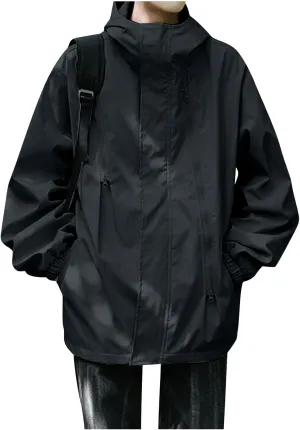 Ymosrh Men's Jackets Casual Stylish Jacket Water Resistant Lightweight Rain Jacket Outdoor Casual Sportswear Jackets