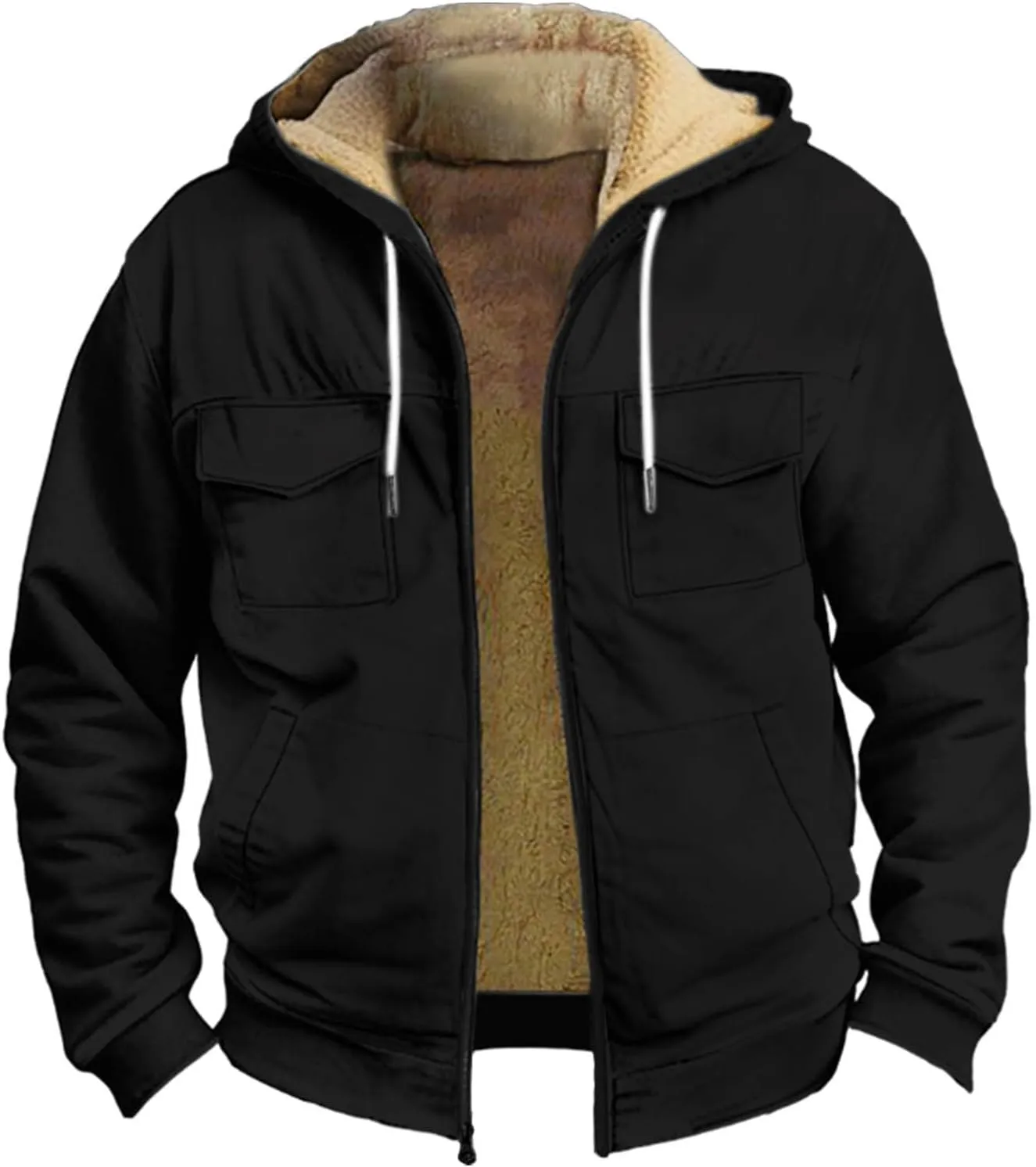 Ymosrh Men's Lightweight Jacket Full-Zip Fleece Jacket Hoodie Soft Winter Warm Outdoor Work Coats and Jackets, S-5XL