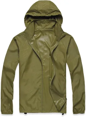 Ymosrh Men's Travel Rain Jacket Waterproof Windbreaker Lightweight Packable Coat with Hood for Outdoor Hiking, XS-3XL