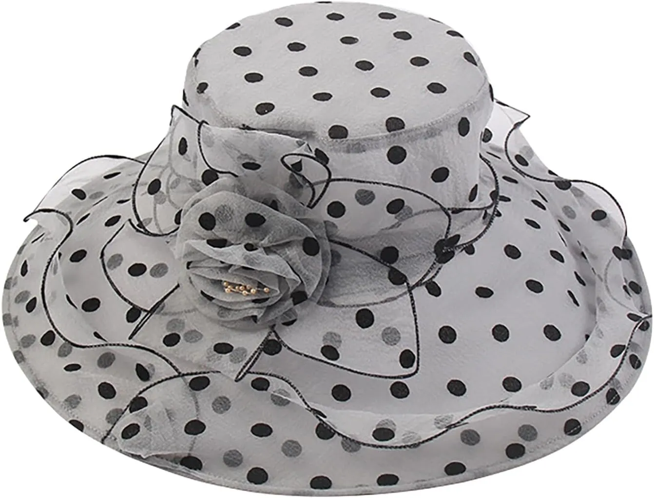 YOLAI Church Dress Hat for Women Black Fascinators Bridal Tea Party Wedding Hat Wide Brim