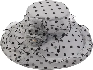 YOLAI Church Dress Hat for Women Black Fascinators Bridal Tea Party Wedding Hat Wide Brim