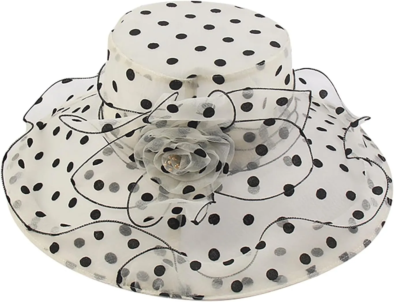 YOLAI Church Dress Hat for Women Black Fascinators Bridal Tea Party Wedding Hat Wide Brim
