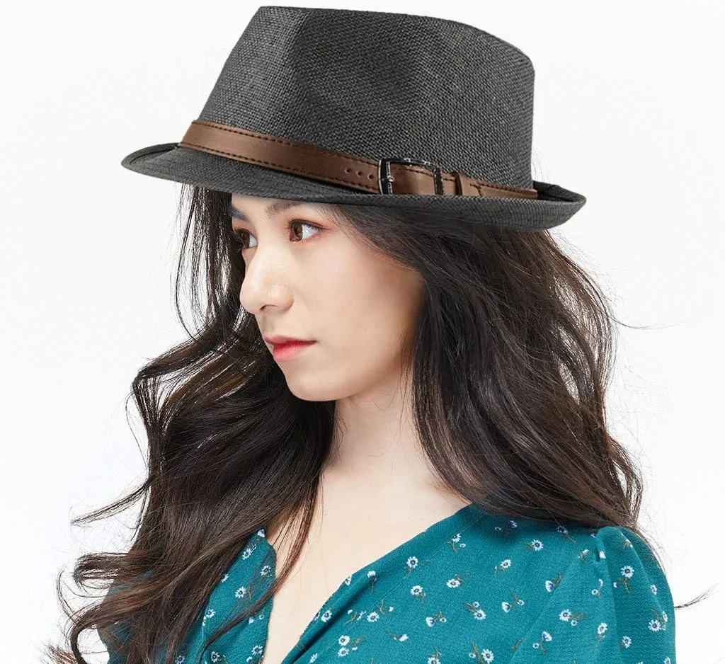 YOLAI Stra𝐰 Fedora Hat for Men Panama Trilb𝐲 Hat Short Brim Summer Sun Hat Casual Jazz Cap Panama Hat