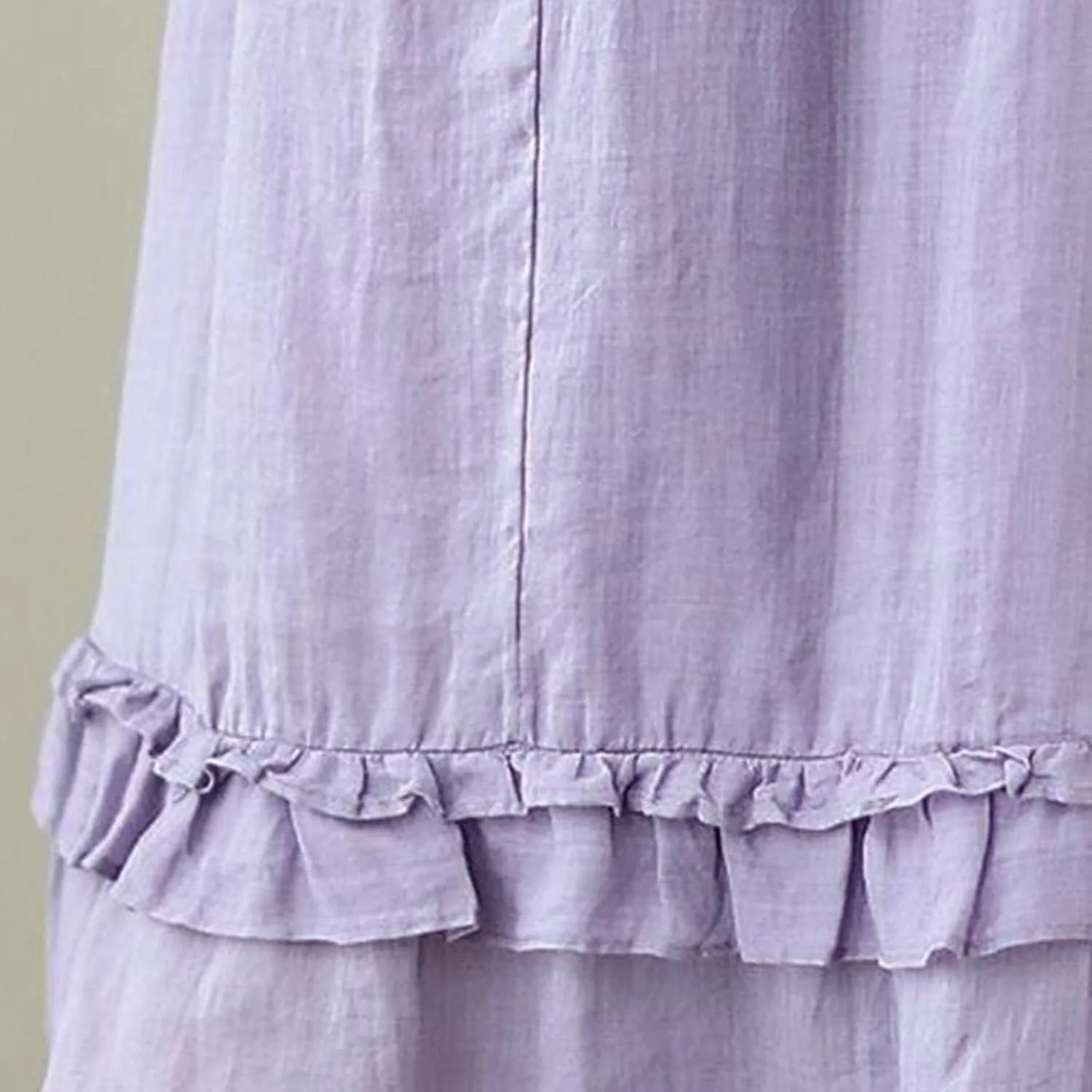 YOLAI Women Cotton Linen Half Skirt Elastic Waist A Line Skirt Irregular Hem Bohemian Beach Dress