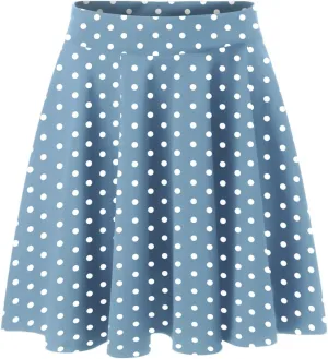 YOLAI Womens Polka Dot Print Skirts High Waist Elegant Casual Mini Skirt Flowy Swing A-Line Skirt