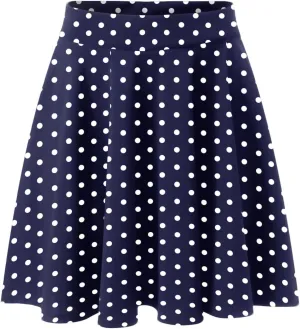 YOLAI Womens Polka Dot Print Skirts High Waist Elegant Casual Mini Skirt Flowy Swing A-Line Skirt