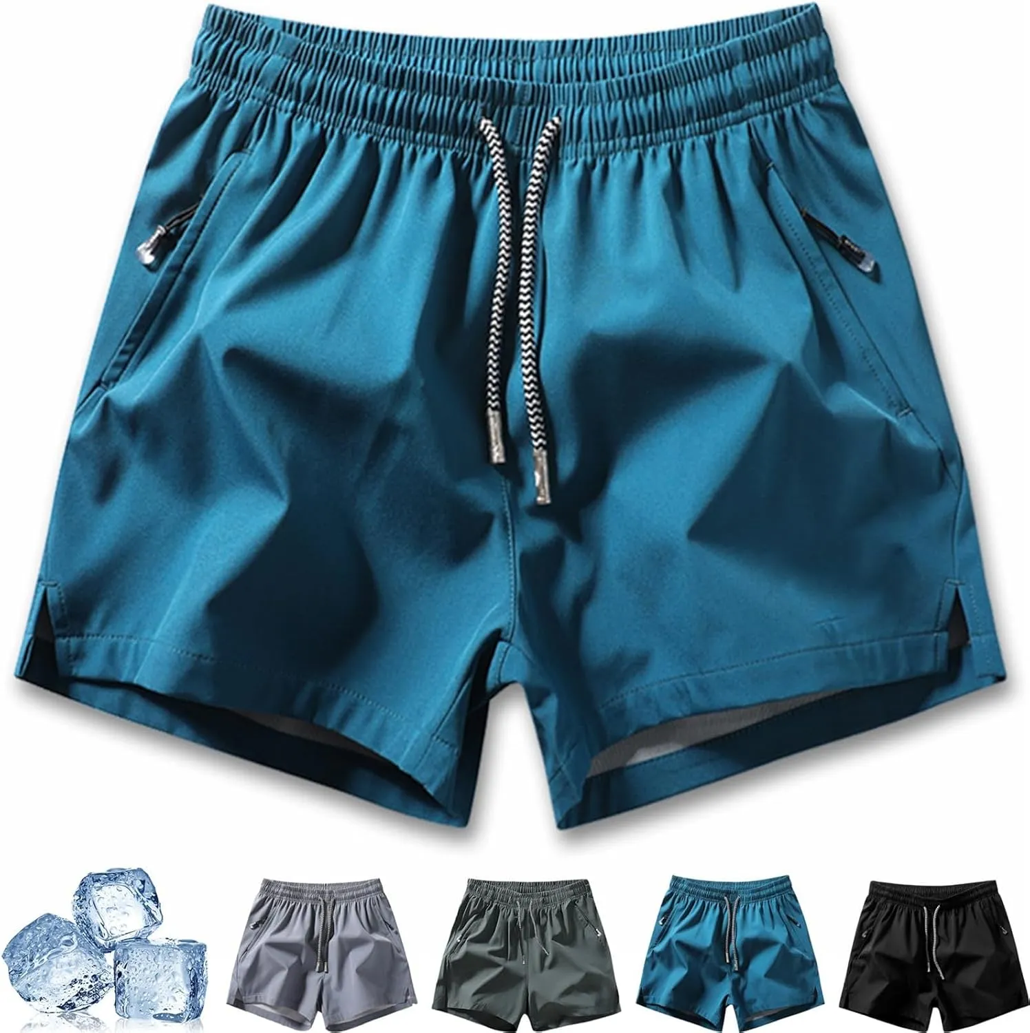 Yyclothing Mens Drawstring Shorts, Adjustable Elastic Lace-Up Gym Gym Solid Color Casual Athletic Quick Dry Shorts