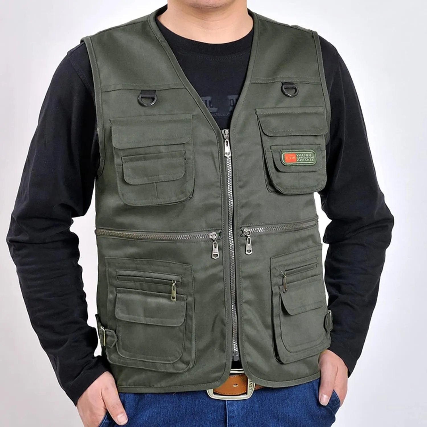 ZYXTIM Men's Utility Cargo Vest with Multi Pockets Casual Outdoor Work Safari Fishing Hunting Work Photo Vest Big&Tall