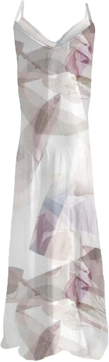 ZYXTIM Women's Summer Casual Sleeveless Beach Dress V Neck Printed Casual Loose Long Maxi Dress Holiday Flowy Swing Dress
